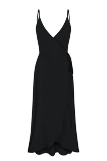 Black wrap dress with straps, S