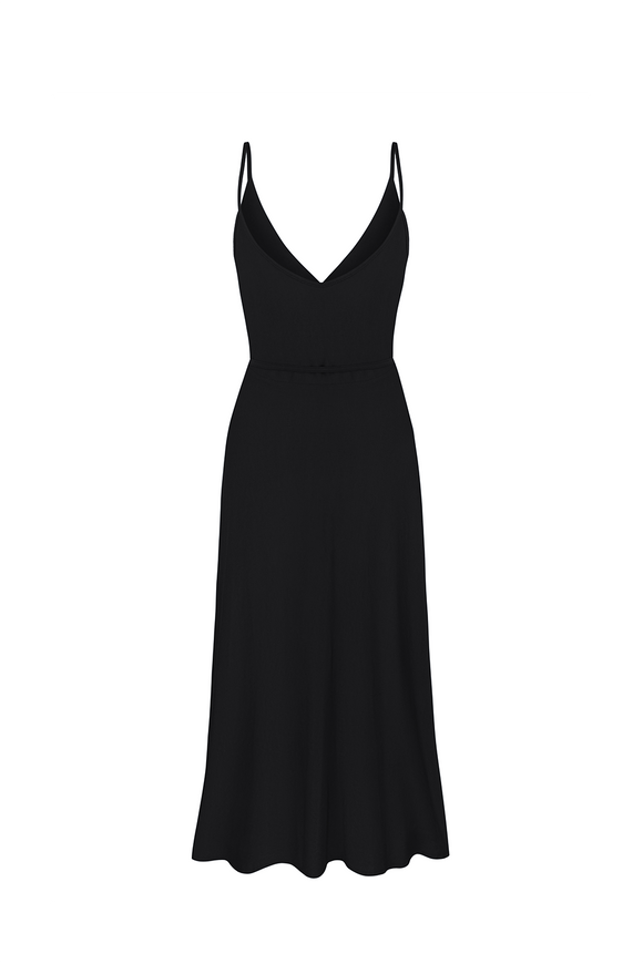 Black wrap dress with straps, S