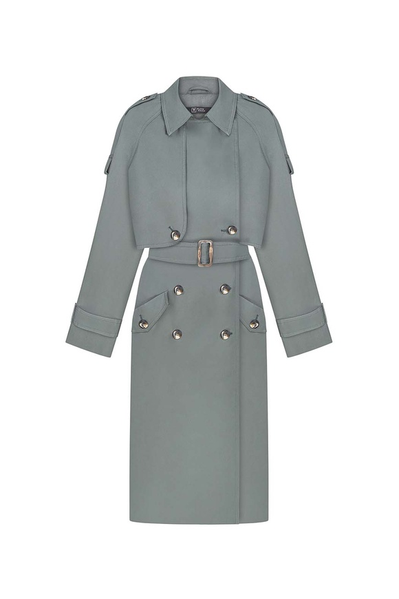 Dark-green cotton trench coat