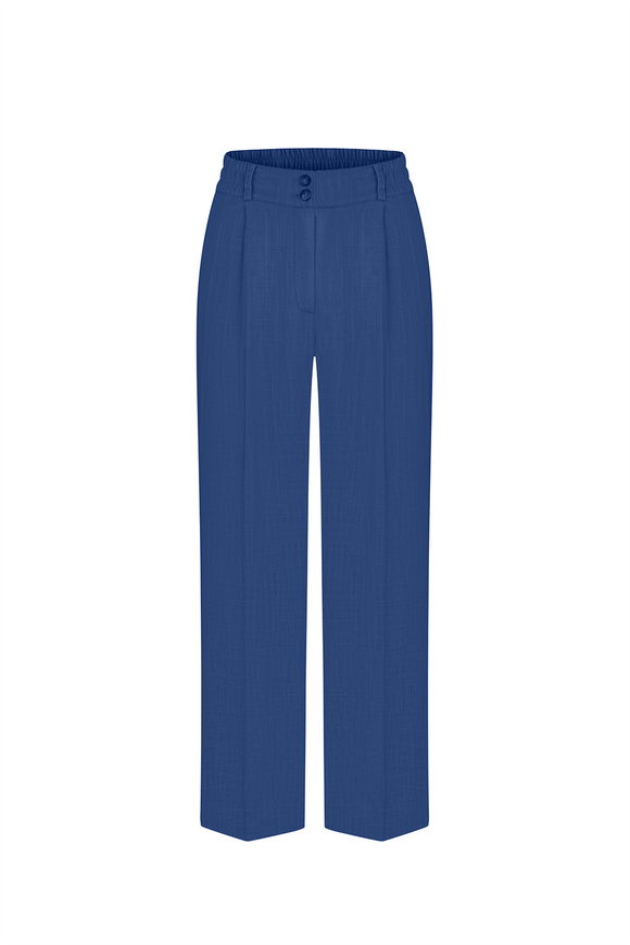 Linen trousers, blue color