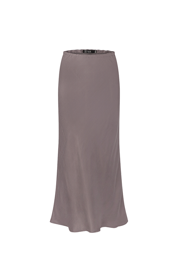 Gray vegan silk midi-skirt