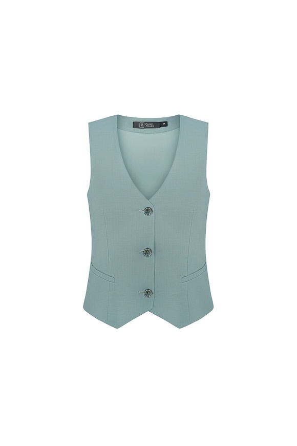 Slim-fit olive vest, xs