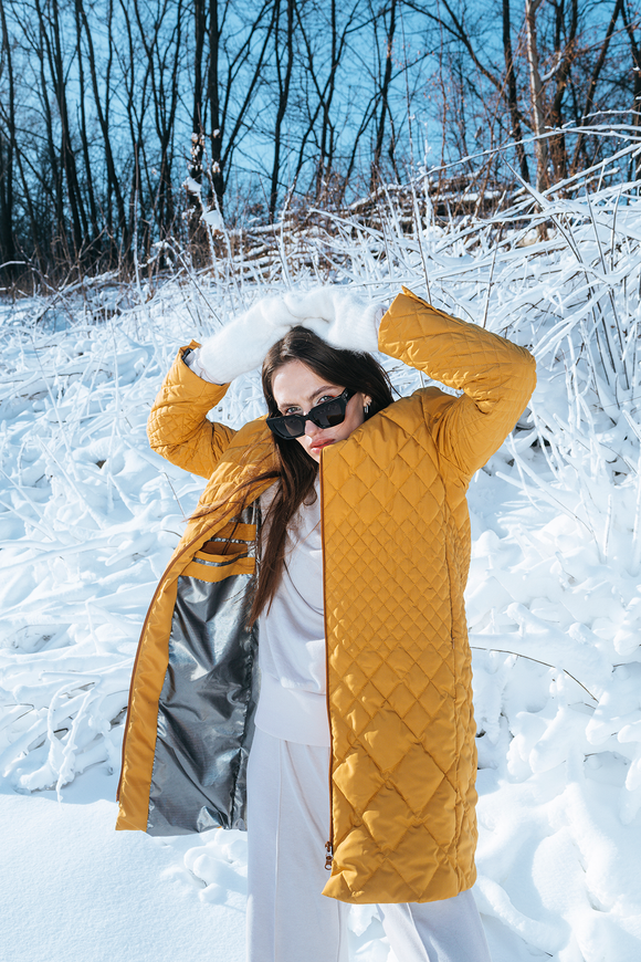 Demi-season coat "Linda", mustard color, size XS