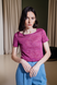 Linen T-shirt, fuchsia melange color