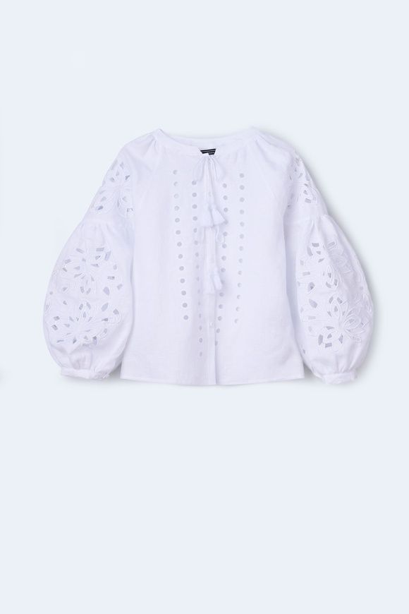White shirt with embroidered cuts, xs-s