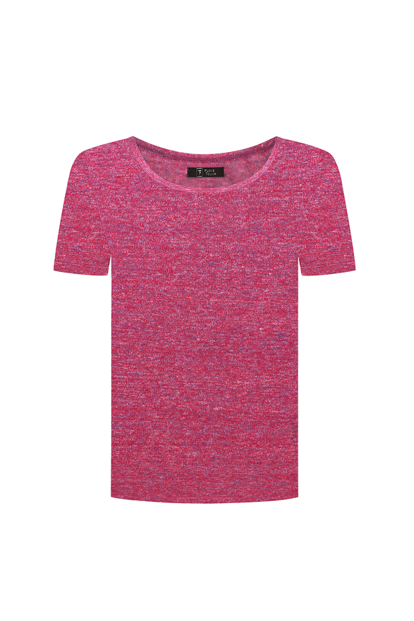 Linen T-shirt, fuchsia melange color