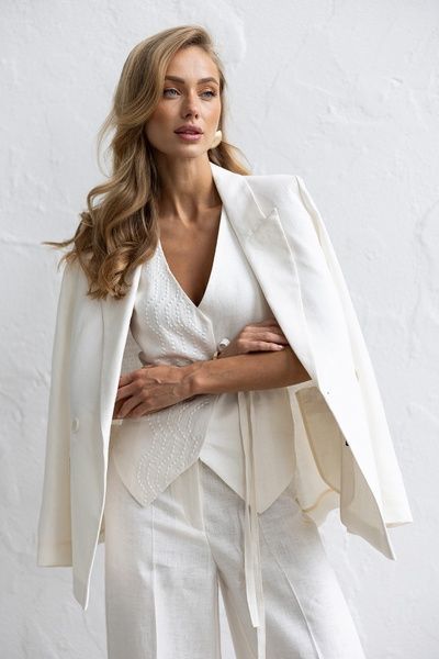 Linen double-breasted jacket xl