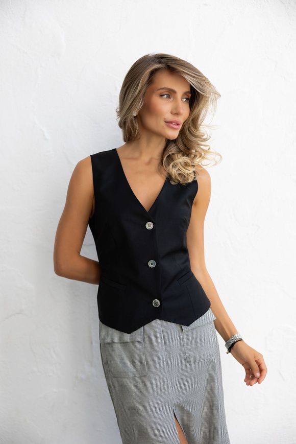 Slim-fit black vest, xs