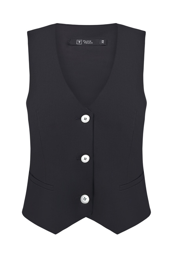 Slim-fit black vest, xs