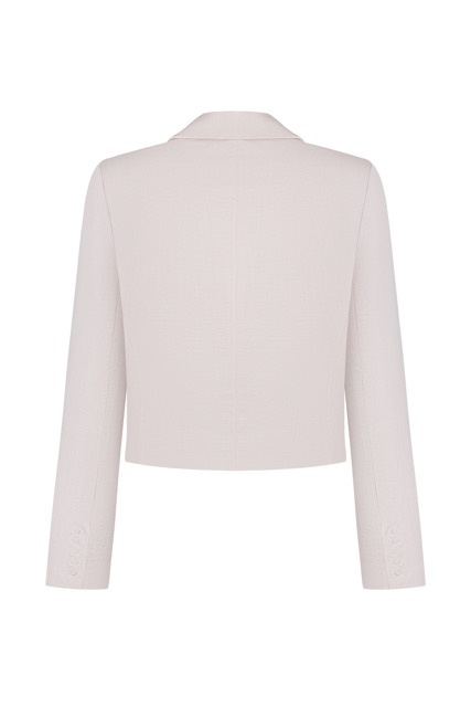 Linen double-breasted jacket, cropped white