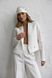 Linen double-breasted jacket, cropped white