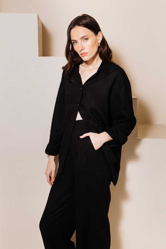 Linen pants, black color M-L