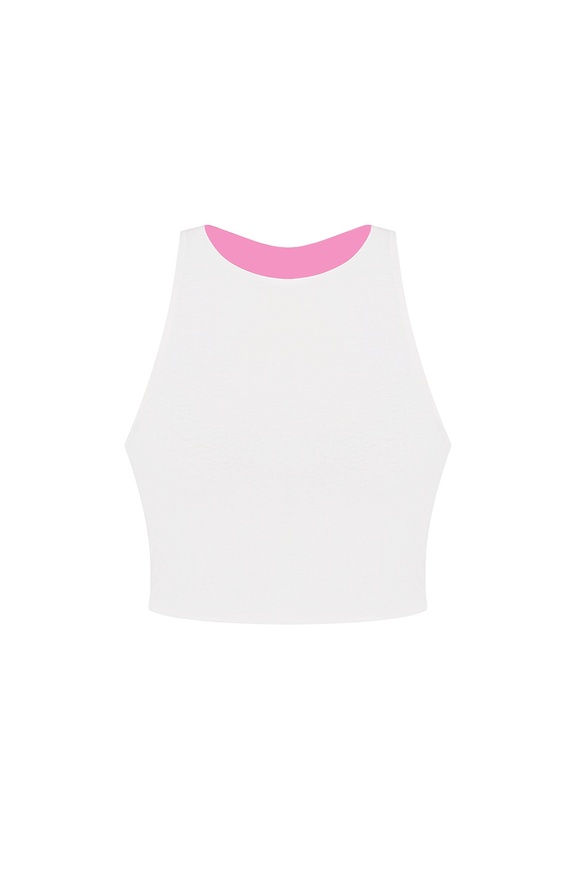 Short double-sided top, pink/white color