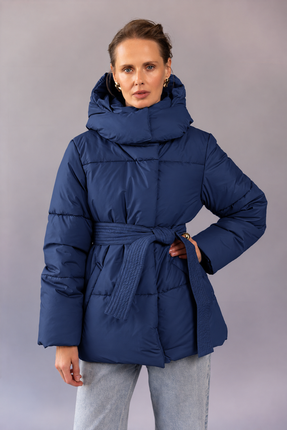 Dana short dark blue winter down jacket, M