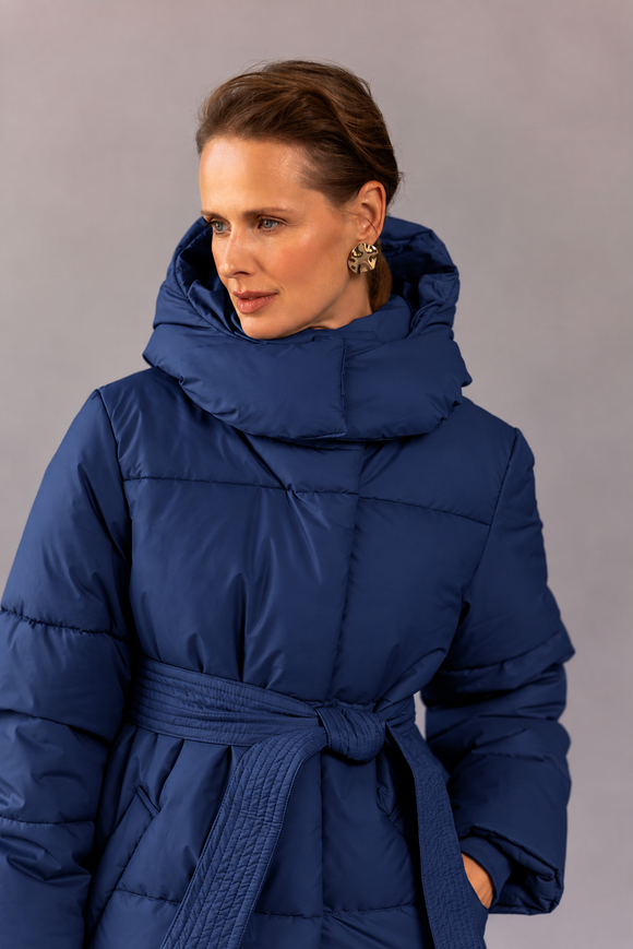 Dana short dark blue winter down jacket, M