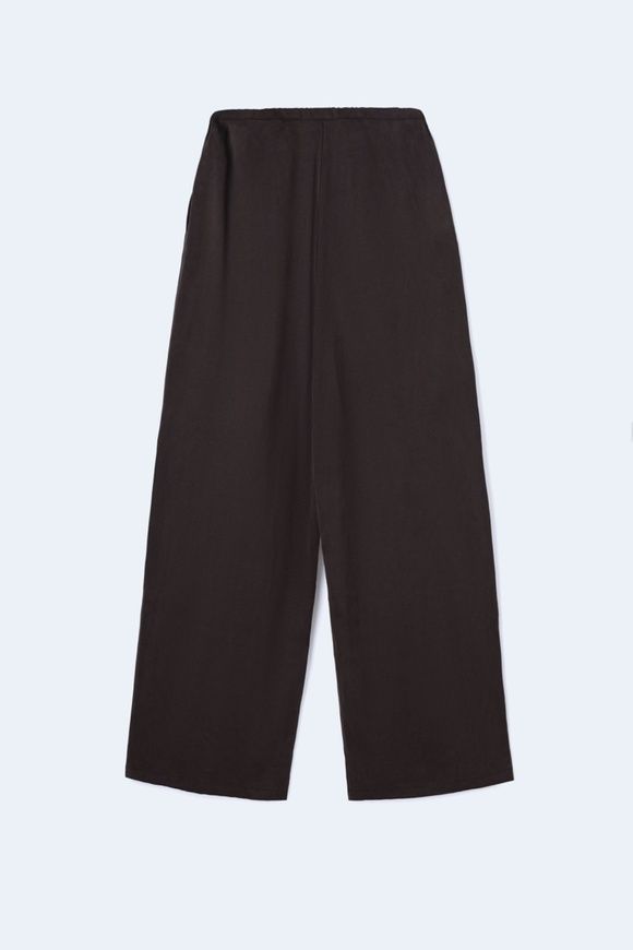 Cupro pants in chocolate color with drawstring, xs-s