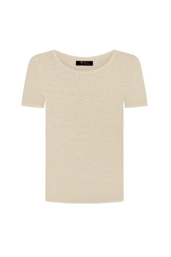 Linen T-shirt, creme brulee color