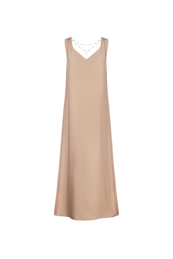 Naked back dress, beige m