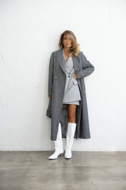 Double-breasted merino wool coat