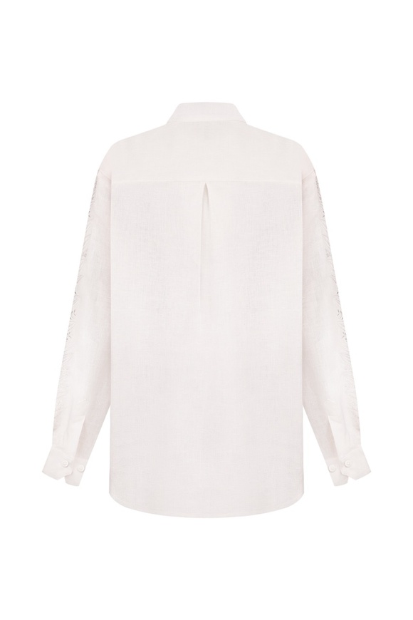 Linen shirt with embroidered sleeves xxs