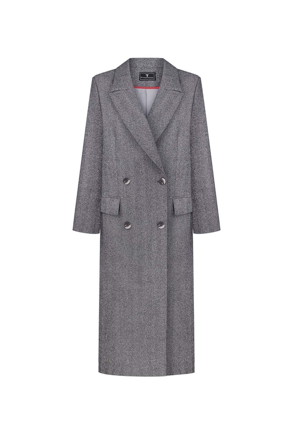 Double-breasted merino wool coat