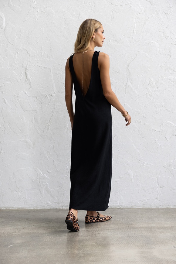 Naked back dress, black