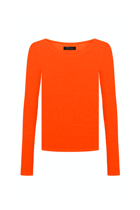 Orange linen longsleeve XS