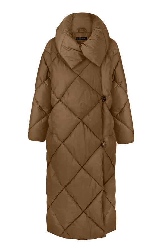 Warm winter down jacket "Sofi", brown color