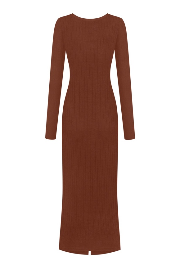 Midi dress with a scar, chocolate color