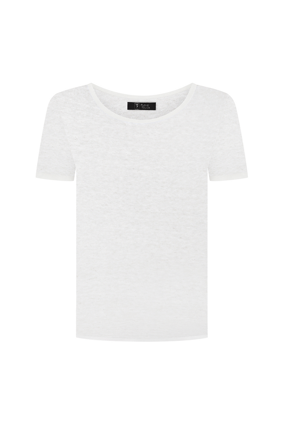 Linen T-shirt, white color XS