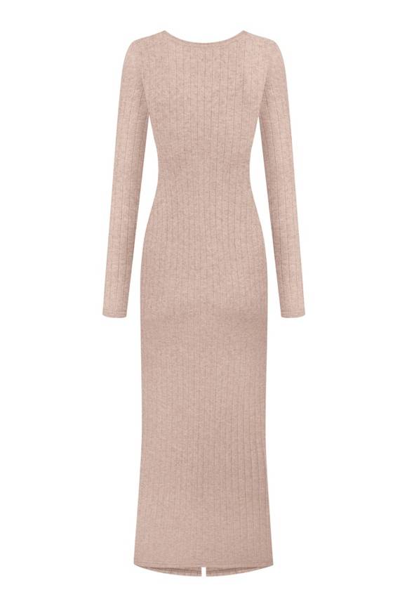 Midi dress with a scar, beige color