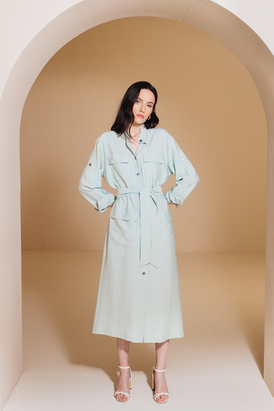 Midi dress-shirt  light green color