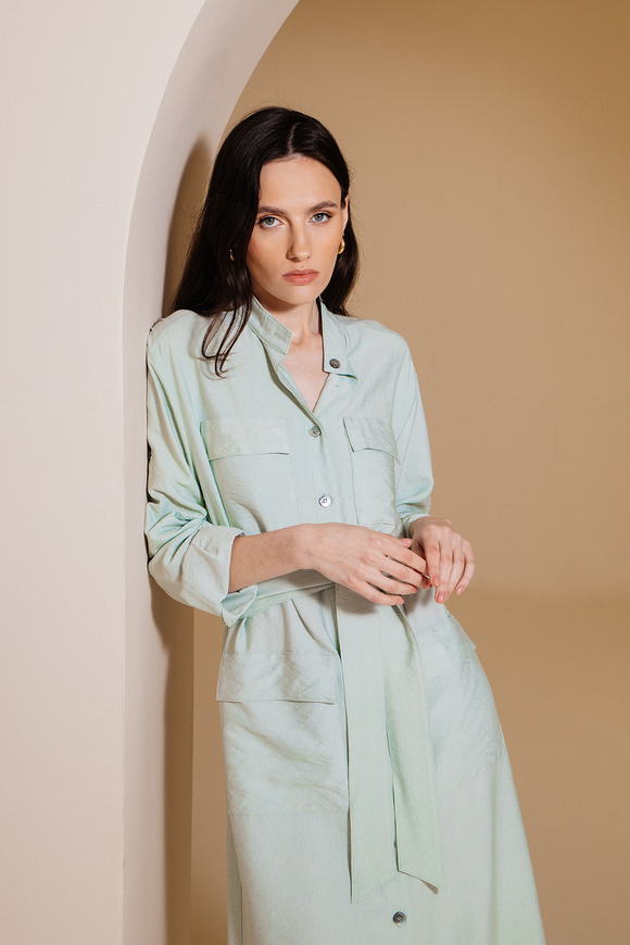 Midi dress-shirt  light green color