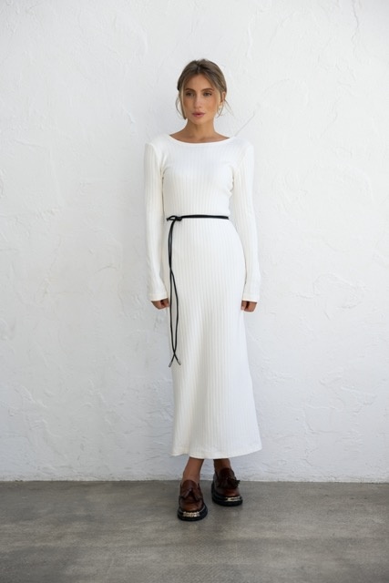 Midi dress with a scar, white color