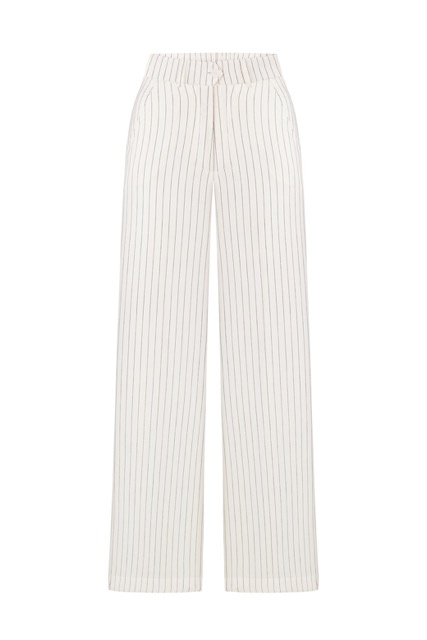 Linen trousers, white with stripes xs