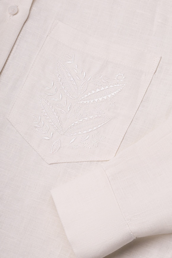 White linen shirt with embroidery xxs