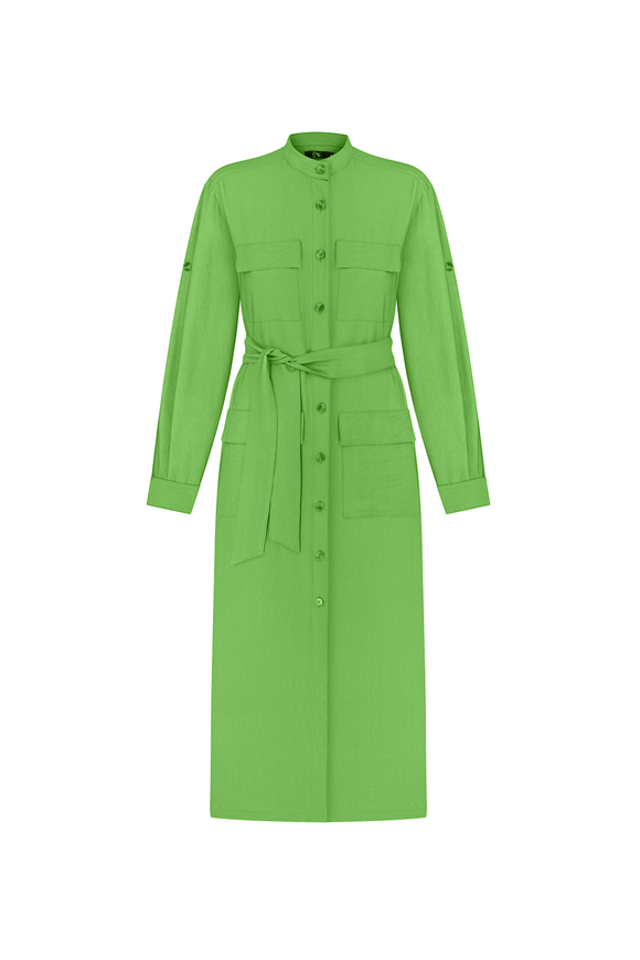 Midi dress-shirt, light green color