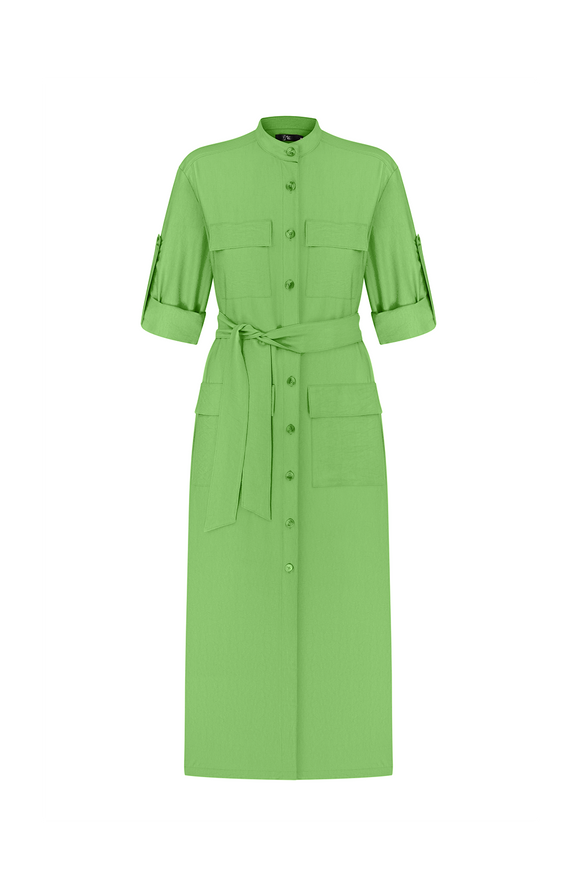 Midi dress-shirt, light green color