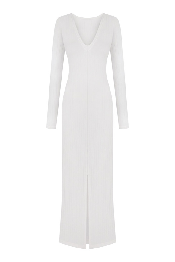 Midi dress with a scar, white color