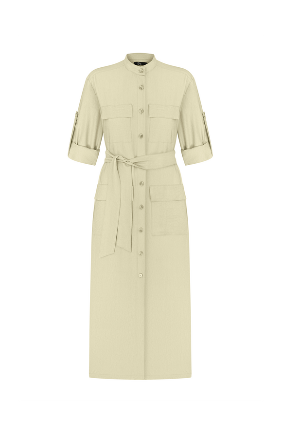 Midi dress-shirt, light yellow color