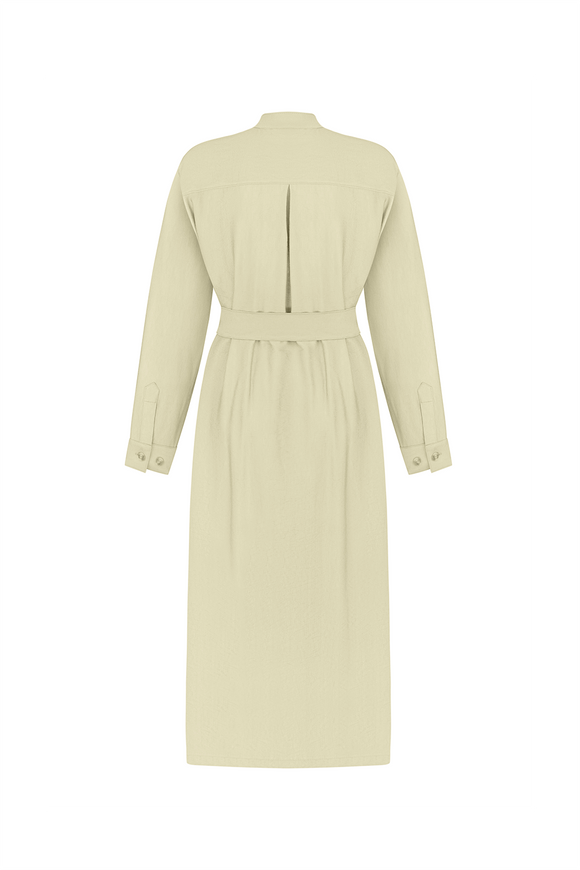 Midi dress-shirt, light yellow color