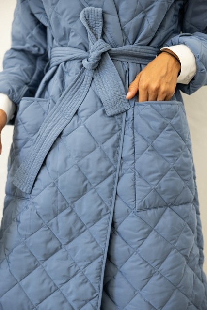 Demi-season coat, blue color