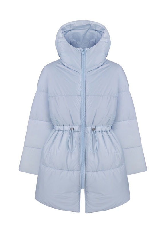 Medium length light blue down jacket, xs