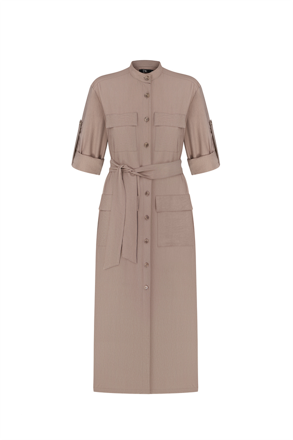 Midi dress-shirt, cappuccino color