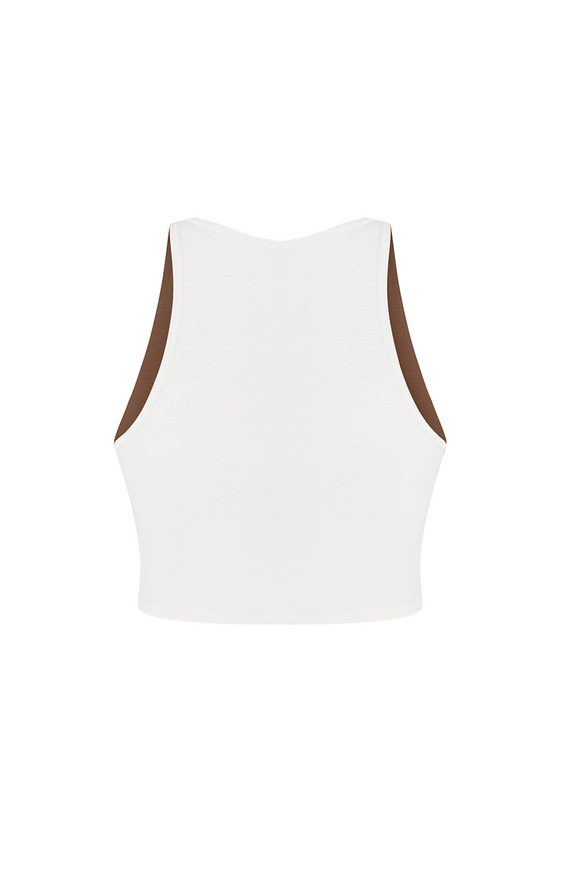 Short double-sided top, cappuccino/milk color