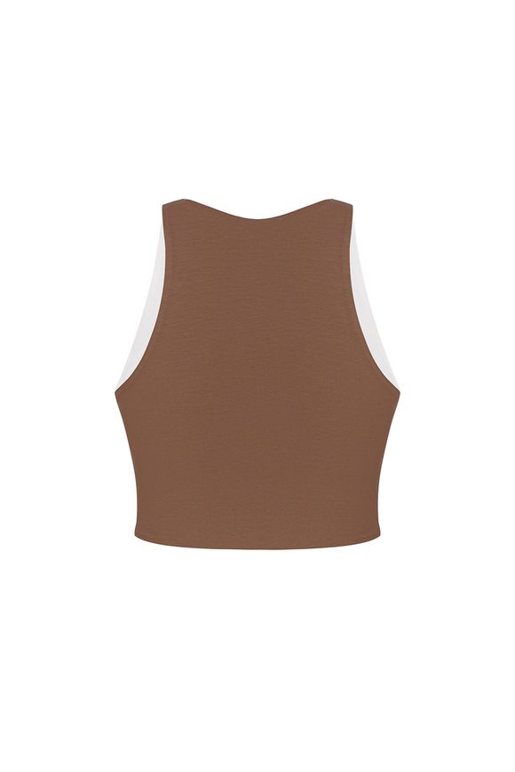 Short double-sided top, cappuccino/milk color