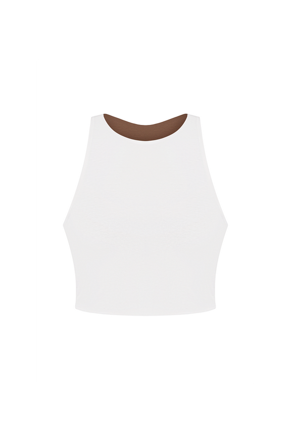 Short double-sided top, cappuccino/milk color