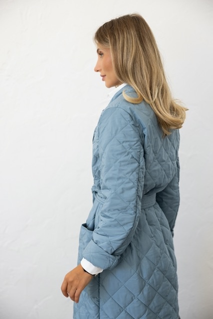 Demi-season coat, turquoise color