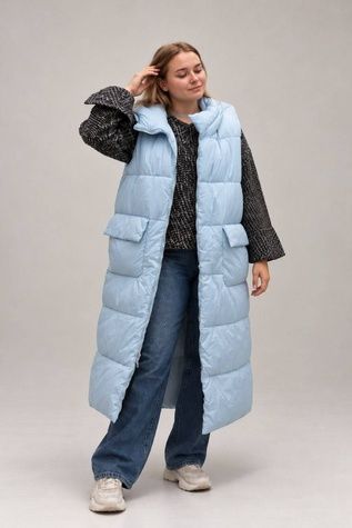 Light blue hooded down vest, M-L