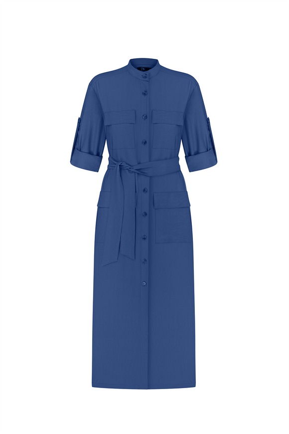 Midi dress-shirt, blue color